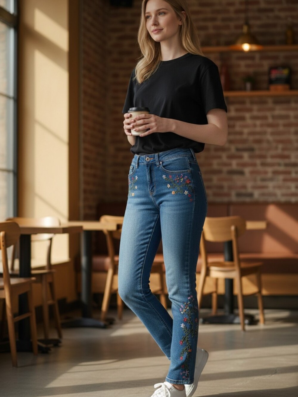 Fire & Rain Embroidered Floral Bootcut Jeans Size 00 Boho Cottagecore